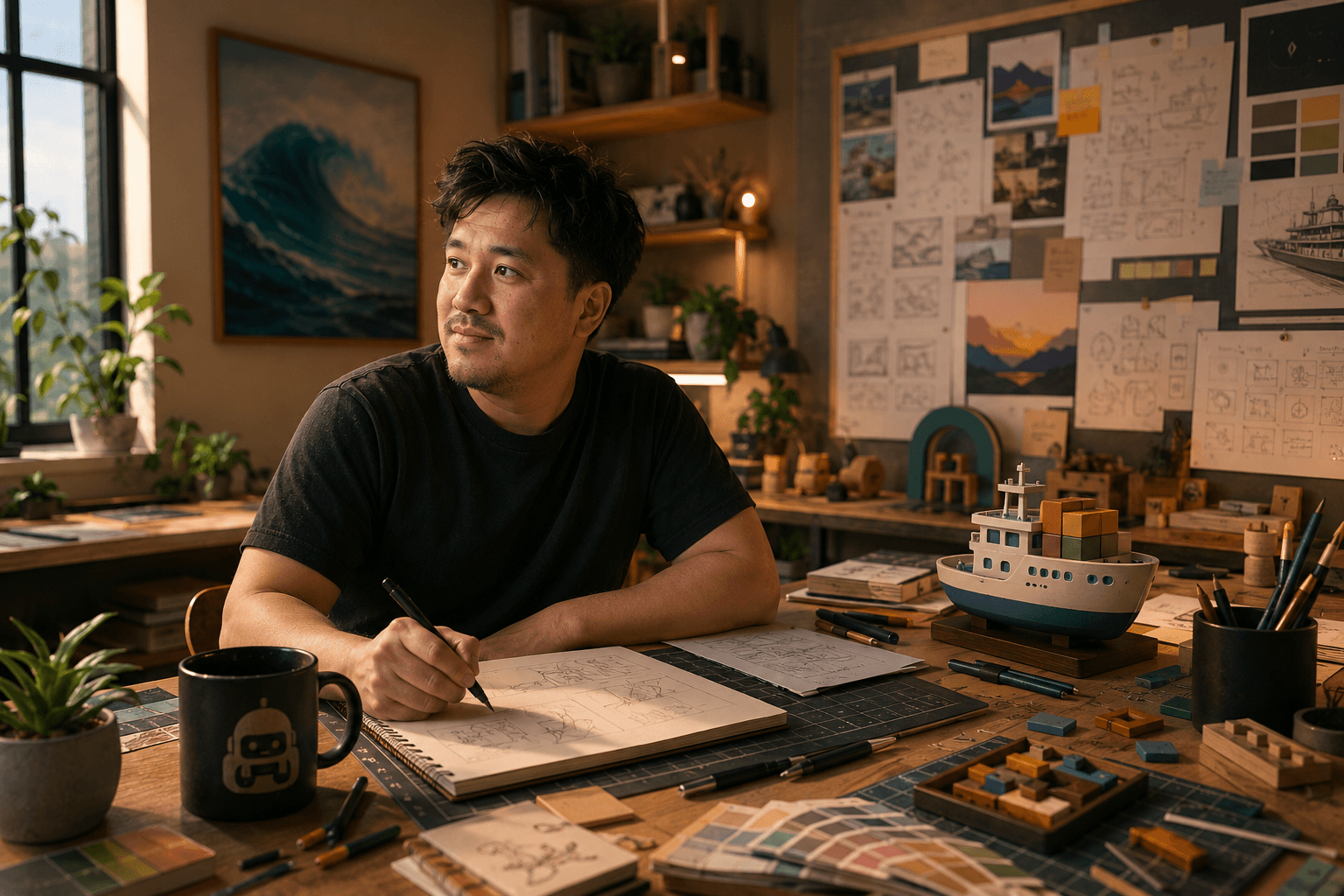 Art Abuda, founder of ARTWERKS, at his creative studio desk